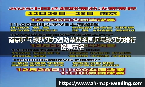 南京乒乓球队实力强劲荣登全国乒乓球实力排行榜第五名